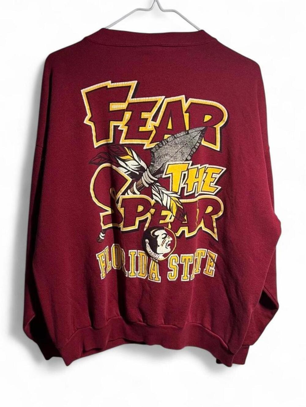 Vintage 90s Tultex FSU Florida State Fear The Spear Crewneck Sweatshirt 2XL